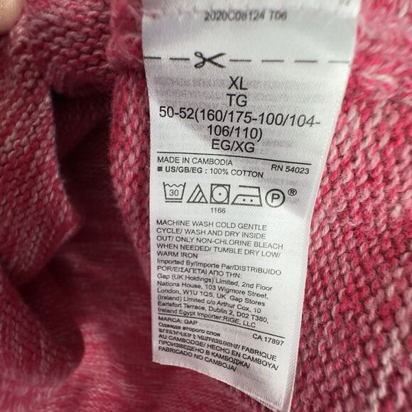 Gap Pink Marled Knit V-Neck Sweater XL Cotton - Picture 8 of 13